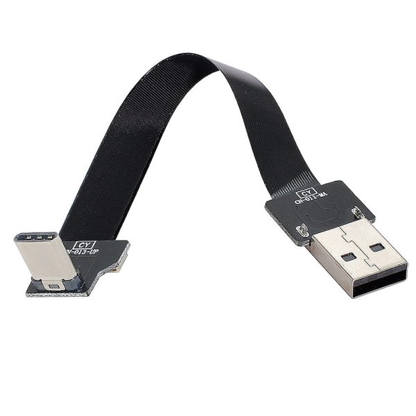 U2-039-UP-0.2M CN-011-MA CN-013-UP CN-019 480Mbps USB 2.0 Type-A Male to Up Down Angled Type-C Male Flat Slim FPC Data Cable for FPV Disk Phone Online Hot Sale