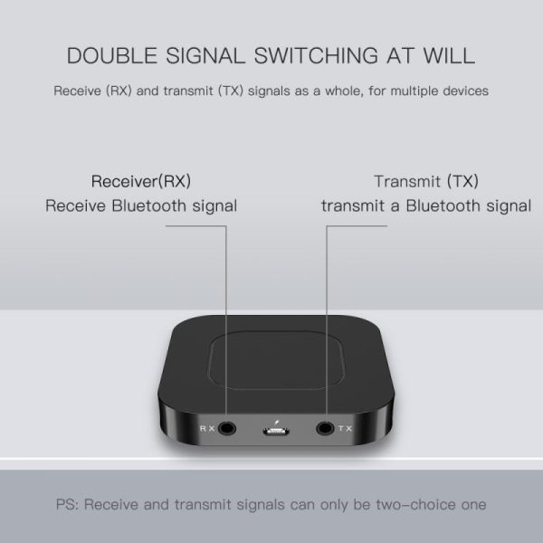 BT-13 2 in 1 Bluetooth 5.0 Audio Transmitter Receiver Lightweight Wireless Adapter for Computers Laptops Earphones Smart Phones MP3 CD Players on Sale