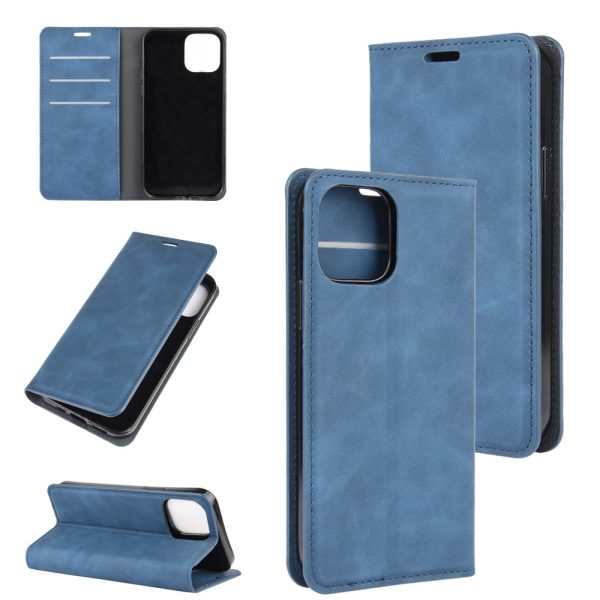 Silky Touch Leather Shell Wallet Stand Case for iPhone 12 Hot on Sale