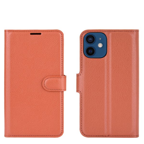 Litchi Texture Wallet Stand Leather Phone Cover for iPhone 12 mini Mobile Phone Accessories For Cheap