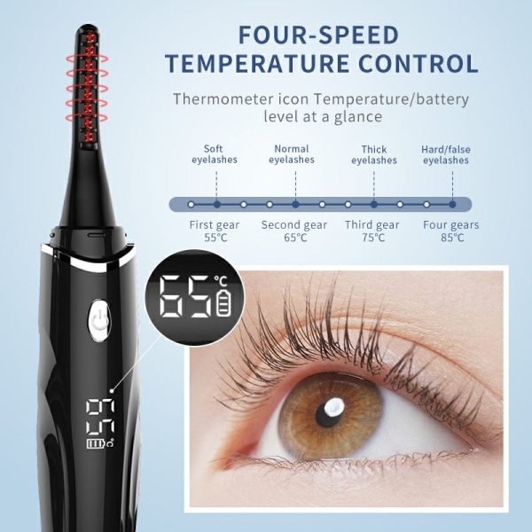 KEKESU K-CU-S26 Electric Eyelashes Curler Quick Natural Curling Tool Portable Heated Eyelash Curler with 4 Temperature Gears for Women Supply