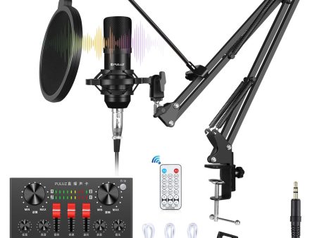 PULUZ PKT3601B Sound Card Live Broadcast Bluetooth Sound Mixer Studio Microphone Kits with Suspension Scissor Arm and Metal Shock Mount Cheap