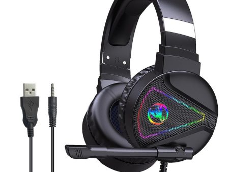 HXSJ F16 Wired Head-mounted Gaming Headset with 50mm Driver Unit Omnidirectional High Sensitivity Microphone RGB Light Effect USB+3.5mm Ports Discount