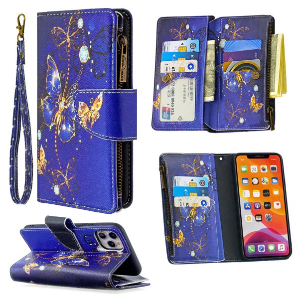 BF03 Pattern Printing Zipper Wallet Leather Phone Case for iPhone 11 Pro Max 6.5 inch For Sale