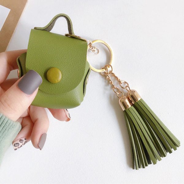 Wallet Design Tassels Decor Faux Leather Anti-Drop Bluetooth Earphone Protective Case Cover for AirPods with Wireless Charging Case (2019) AirPods with Charging Case (2019) For Sale