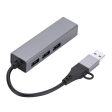 SL-006 USB 3.0 Hub with Ethernet Adapter Aluminum Alloy USB+Type C to RJ45 Gigabit Network LAN Port and 3 USB 3.0 Ports Splitter For Discount