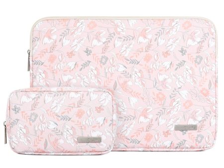 CANVASARTISAN G4-T0111 11-inch Laptop Tablet Sleeve PU Leather Flower Printed Notebook Computer Bag with Small Pouch Online now