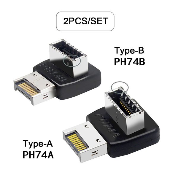 UC-059 2Pcs Set USB 3.1 Motherboard Type-E Male to Female Extender Data Adapter Up Down Angled Converter Support 10Gbps Transmission Online Hot Sale