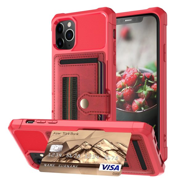 TPU+PU Leather Phone Case with Card Slot and Elastic Finger Ring Strap for iPhone 11 Pro Max 6.5-inch Fashion