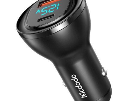 MCDODO CC-5670 95W Dual Port Car Charger USB + Type-C Car Charger Adapter with LED Digital Display for Mobile Phones Laptops - Black Sale