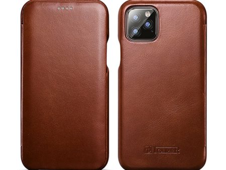 ICARER Curved Edge Retro Genuine Leather Cell Shell Cover for iPhone 11 Pro Max 6.5 inch Online Hot Sale