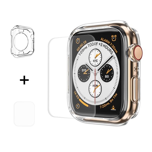 HAT PRINCE for Apple Watch Series 4   5   6   SE   SE (2022) 40mm Clear Soft TPU Cover + 3D PET Curved Hot Bending Clear Screen Protector on Sale