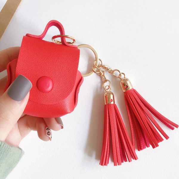 Wallet Design Tassels Decor Faux Leather Anti-Drop Bluetooth Earphone Protective Case Cover for AirPods with Wireless Charging Case (2019) AirPods with Charging Case (2019) For Sale