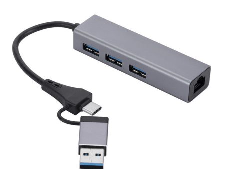 SL-006 USB 3.0 Hub with Ethernet Adapter Aluminum Alloy USB+Type C to RJ45 Gigabit Network LAN Port and 3 USB 3.0 Ports Splitter For Discount