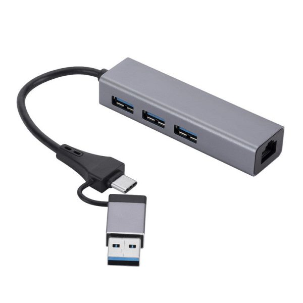 SL-006 USB 3.0 Hub with Ethernet Adapter Aluminum Alloy USB+Type C to RJ45 Gigabit Network LAN Port and 3 USB 3.0 Ports Splitter For Discount