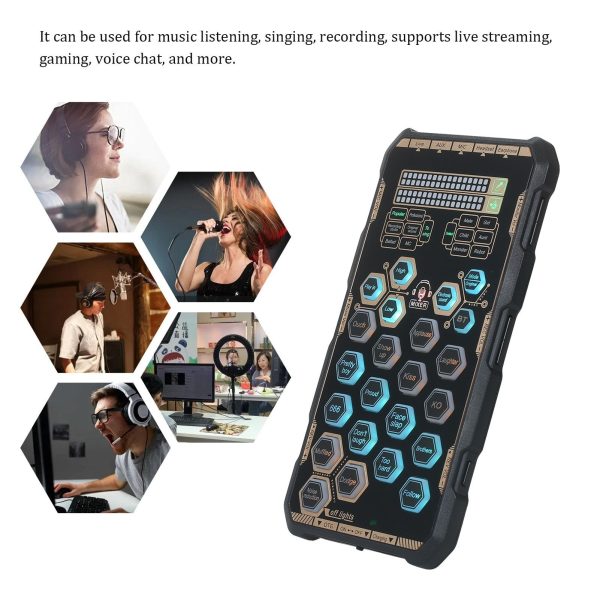 Live Sound Card Handheld Outdoor Portable DSP Sound Card Effect Device Audio Mixer Voice Sound Changer Audio Card for Singing Live-streaming Online Sale